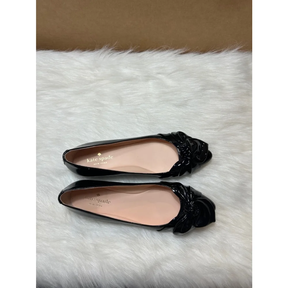 Kate Spade New York Patent Leather Nancy Flats Black Women Size 6.5 - Picture 3 of 7